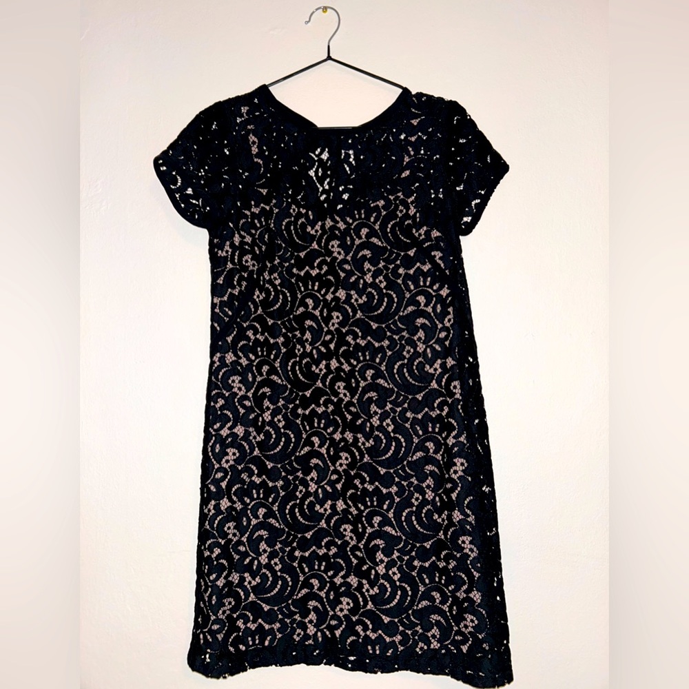 LOFT Baby Doll Black and Light Pink Dress